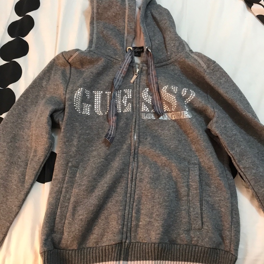 Guess gray zip up sweatshirt